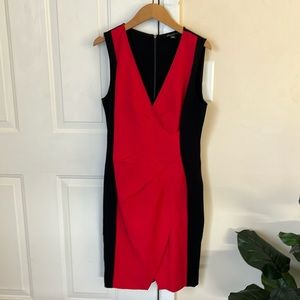 Kenneth Cole New York Red and Black Sheath Dress